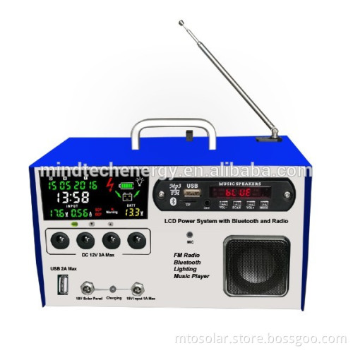 FM radio 10w Portable LCD screen display solar power system